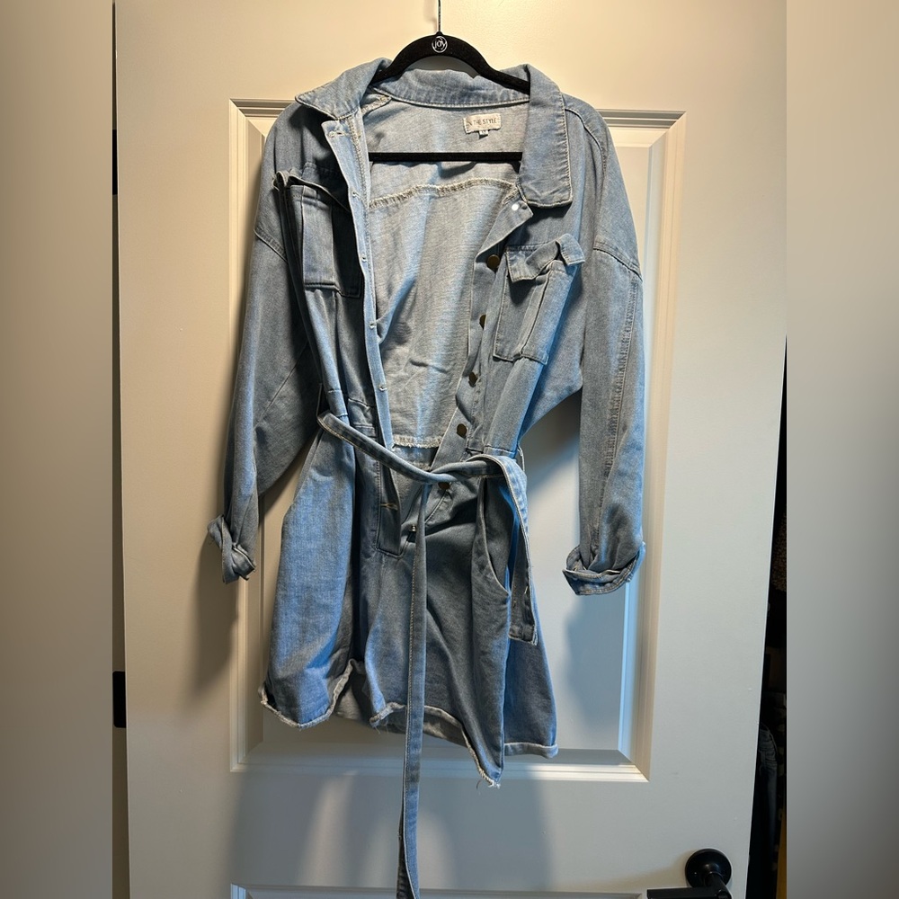 Denim Belted Romper